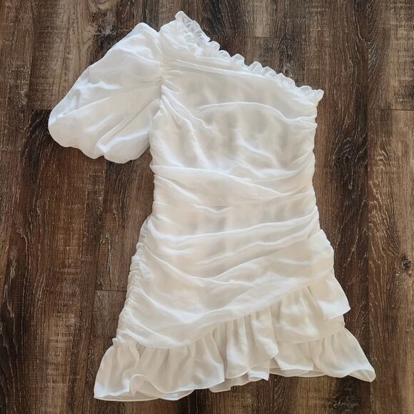 Mergim Magda Bridal One Shoulder Dress White Size 2 US Size Medium *No Belt* - Picture 3 of 12